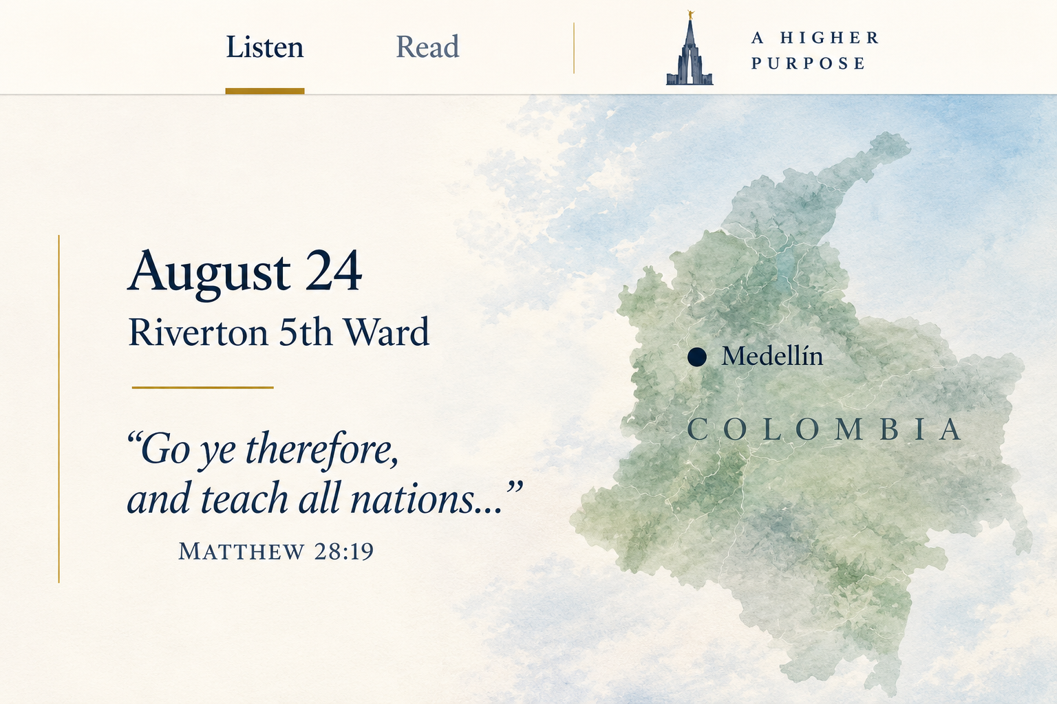 Watercolor mission map · Colombia · Medellín